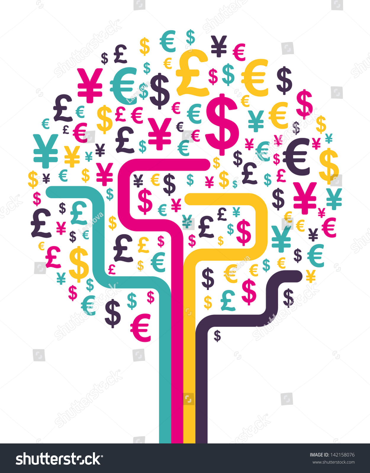 Abstract Money Tree Vector Illustration Stock Vector 142158076