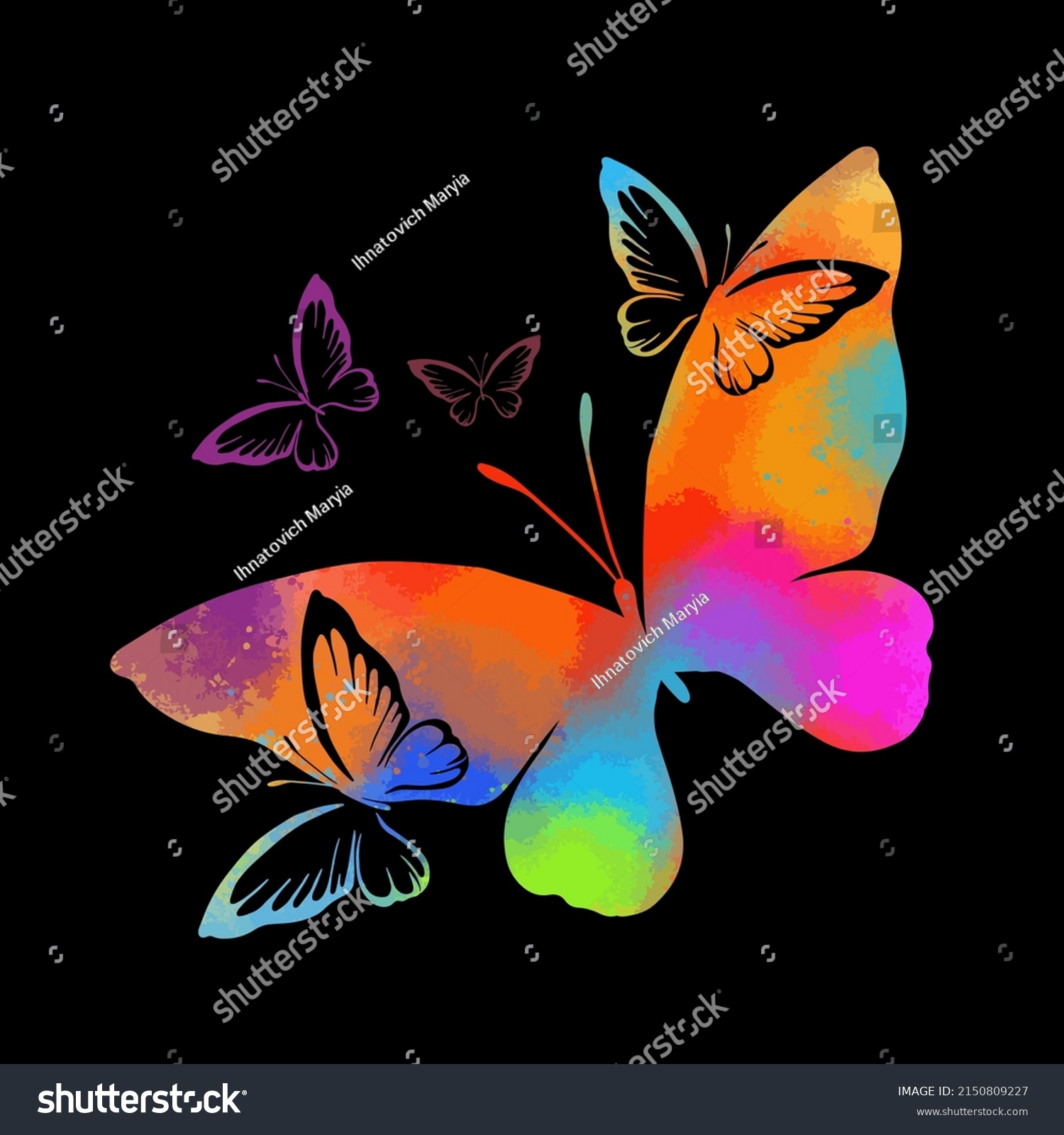 Abstract Multicolored Butterflies Vector Illustration Stock Vector ...