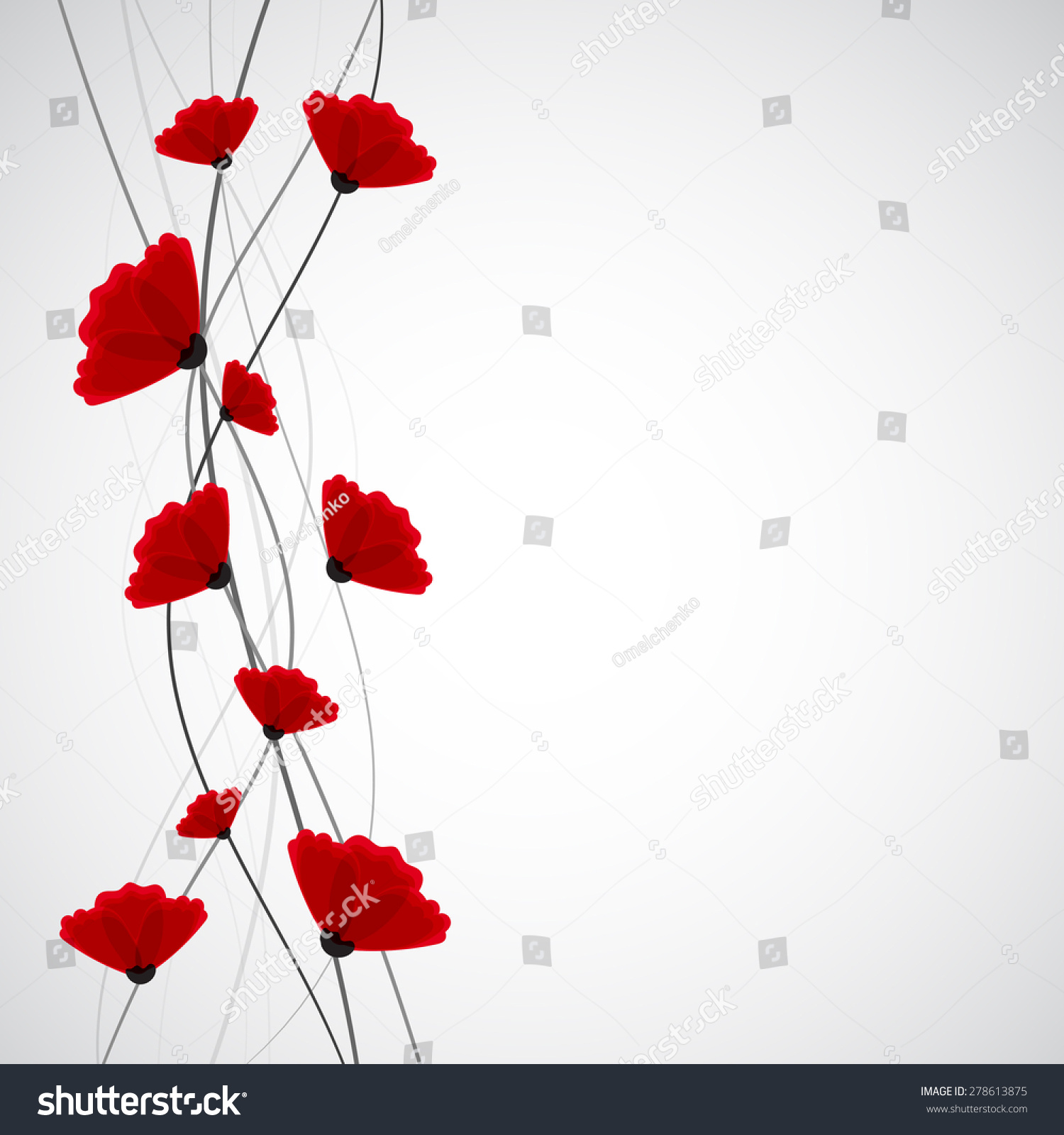 Abstract Nature Background Red Poppy Flowers Stock Vector 278613875