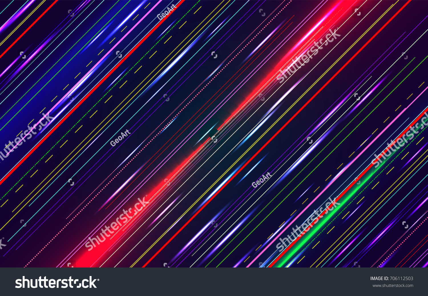 Abstract Neon Lines Background Motion Blur Stock Vector 706112503