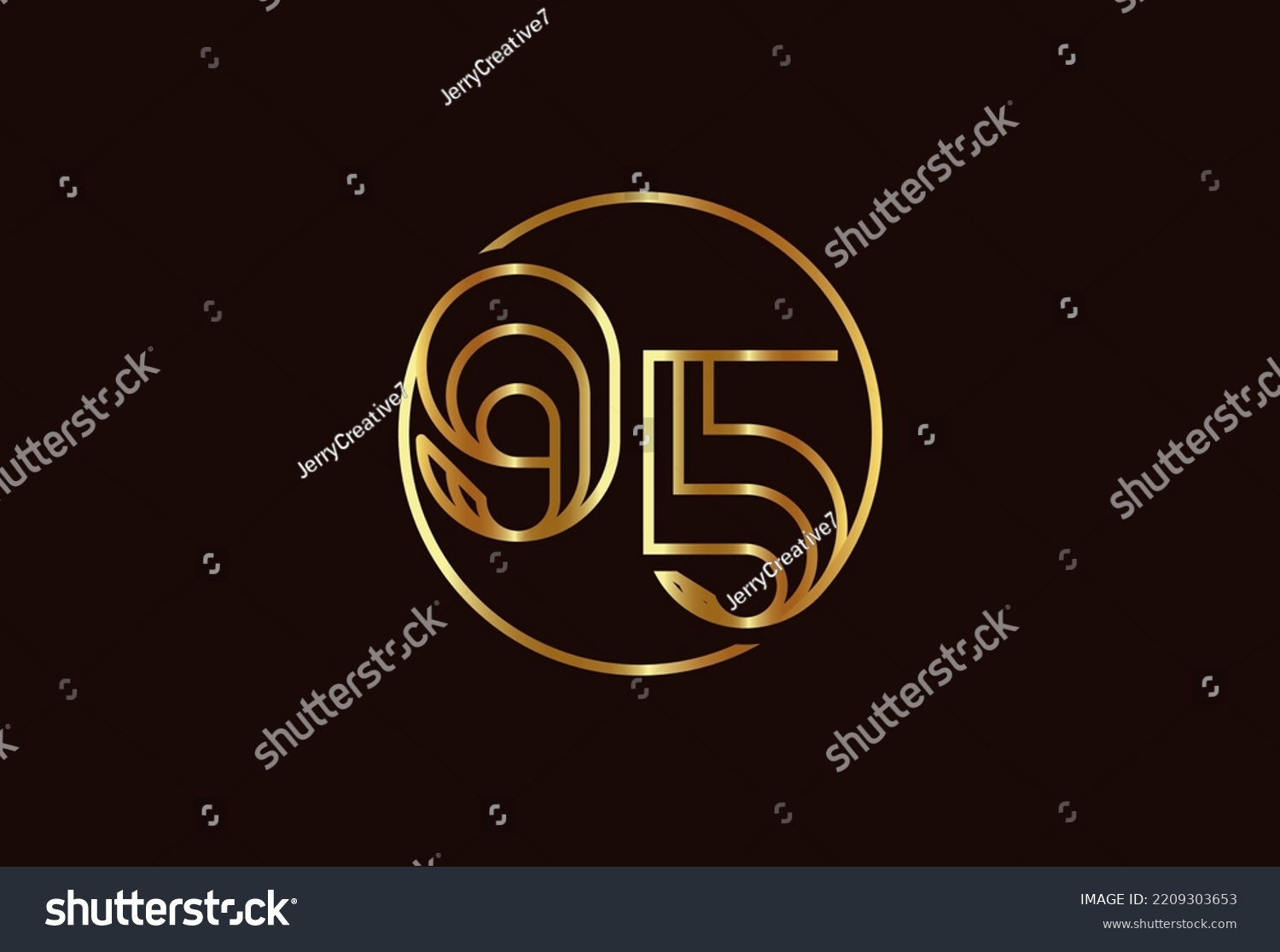 SVG of Abstract Number 95 Gold Logo, Number 95 monogram line style inside circle can be used for birthday and business logo templates, flat design logo, vector illustration svg