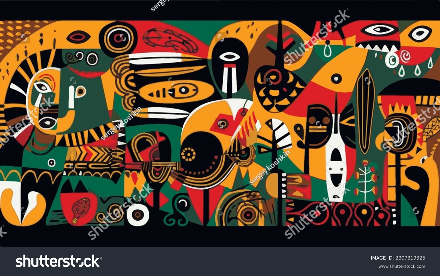 SVG of Abstract pattern in native African style. Vector illustration. Traditional African abstract painting. svg