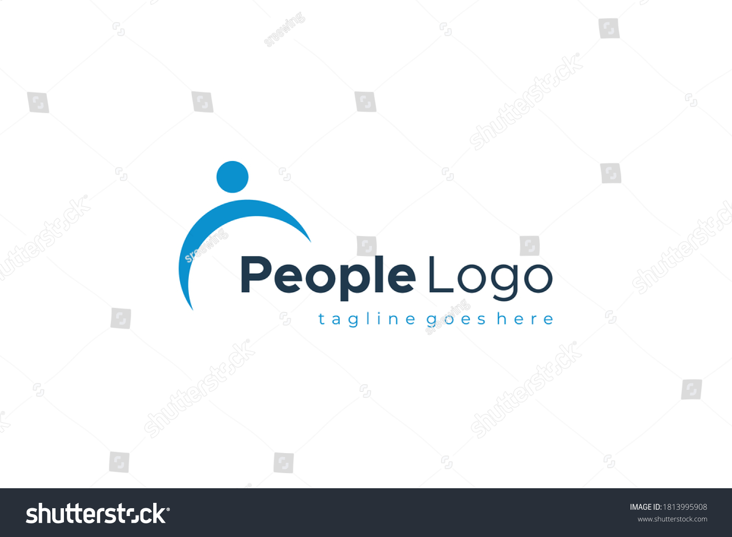 Abstract People Logo Blue Silhouette Shape Stock Vector (Royalty Free ...