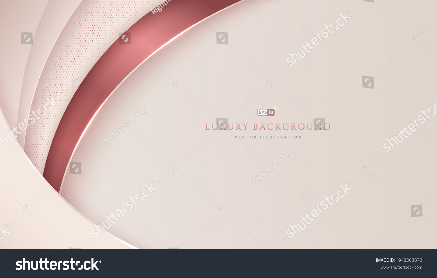 SVG of Abstract pink gold curve geometric overlapping on cream color background with space for your text. Shiny glitter decorate. Luxury and elegant style. Modern and minimal template. Vector illustration. svg