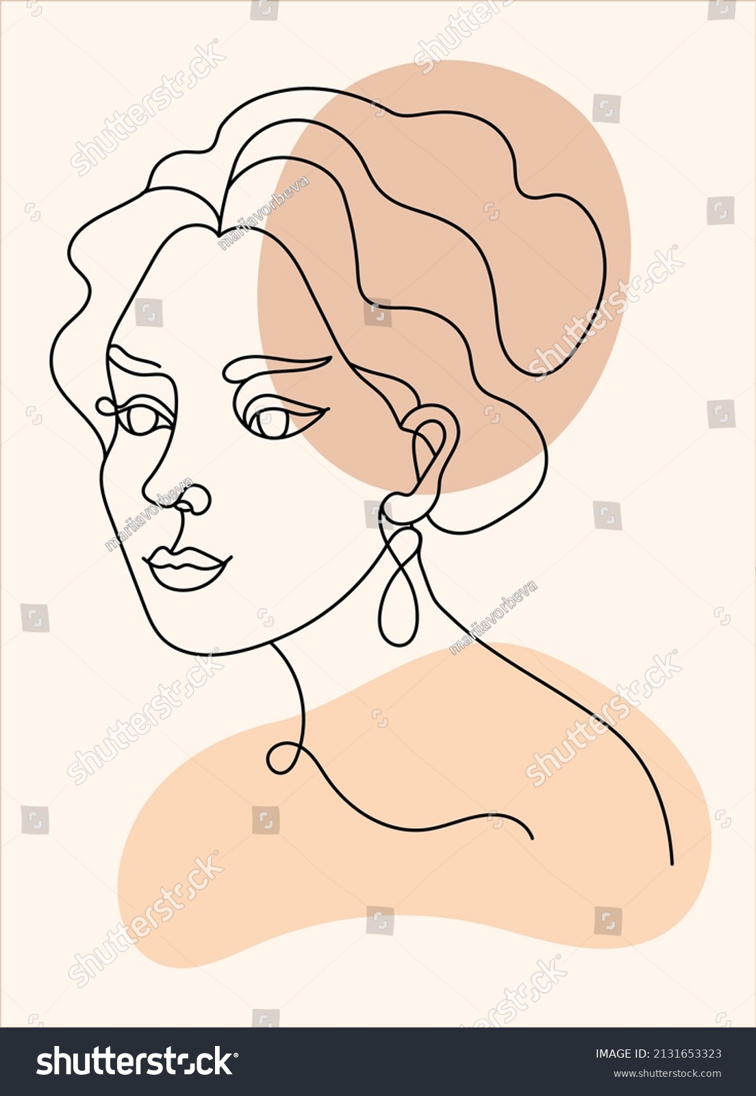 Abstract Poster Minimal Woman Face One Stock Vector Royalty Free