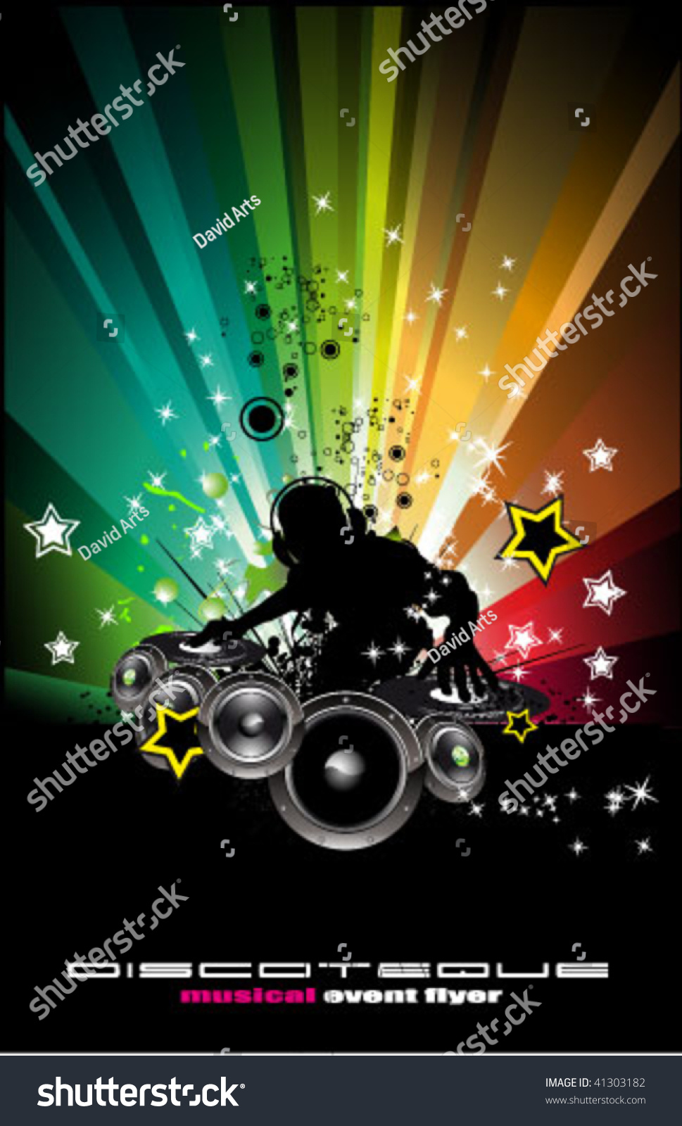 Abstract Rainbow Disco Music Background Event Stock Vector