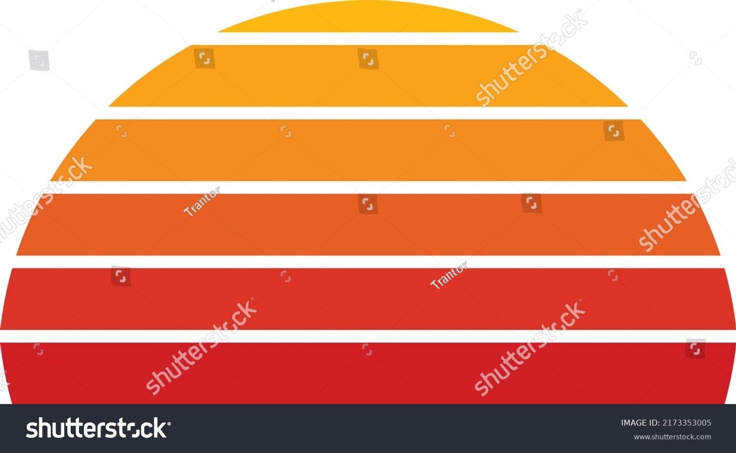 SVG of Abstract retro sunset vintage half-circle stripes on a white background. For print on demand, t-shirt design, book covers, etc., this retro sunset with vintage style horizontal stripes is available svg