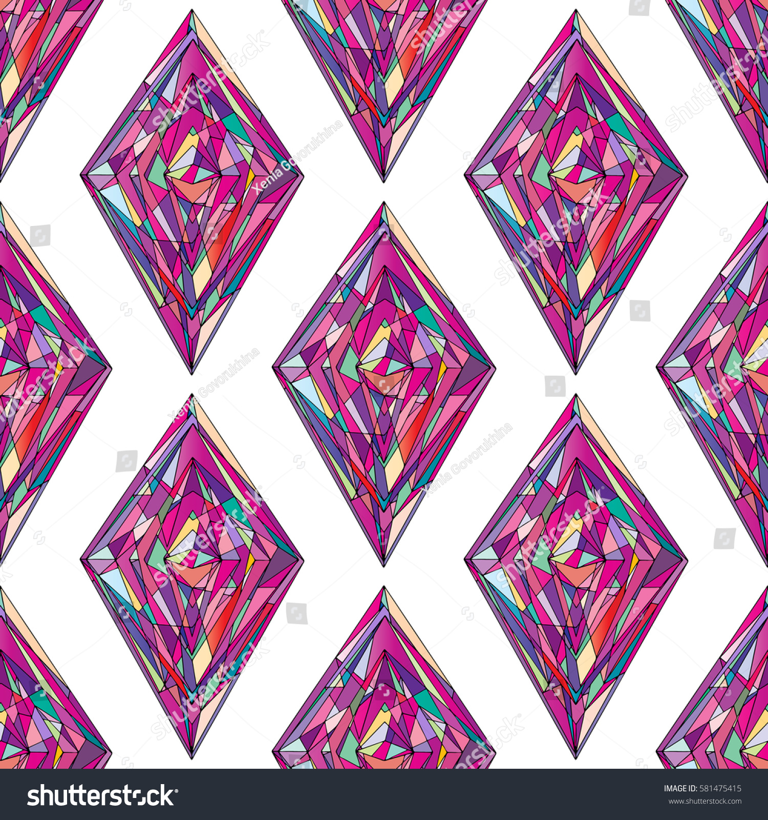 Abstract Rhombus Pattern Vector Geometric Colorful Stock Vector