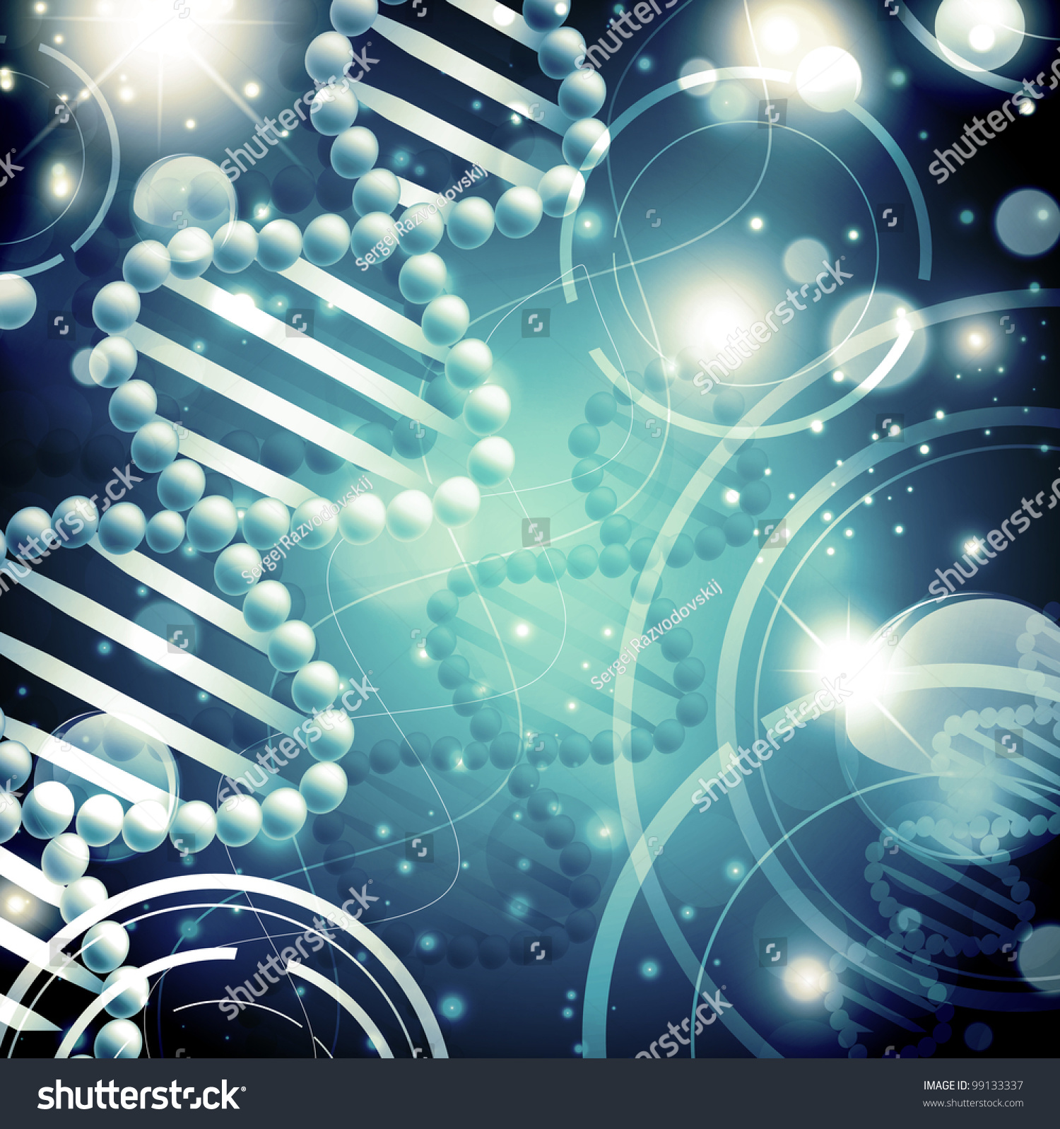 Abstract Science Background Dna Theme Stars Stock Vector 99133337 ...