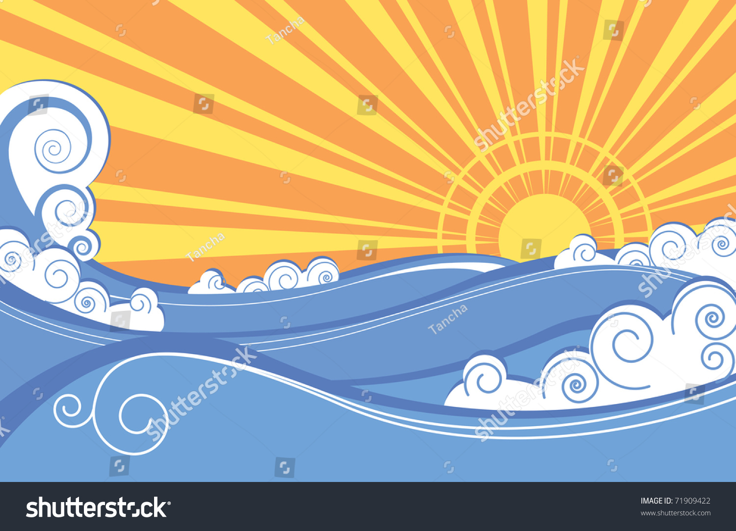 Abstract Sea Waves Vector Illustration Sea Stock Vector 71909422 ...