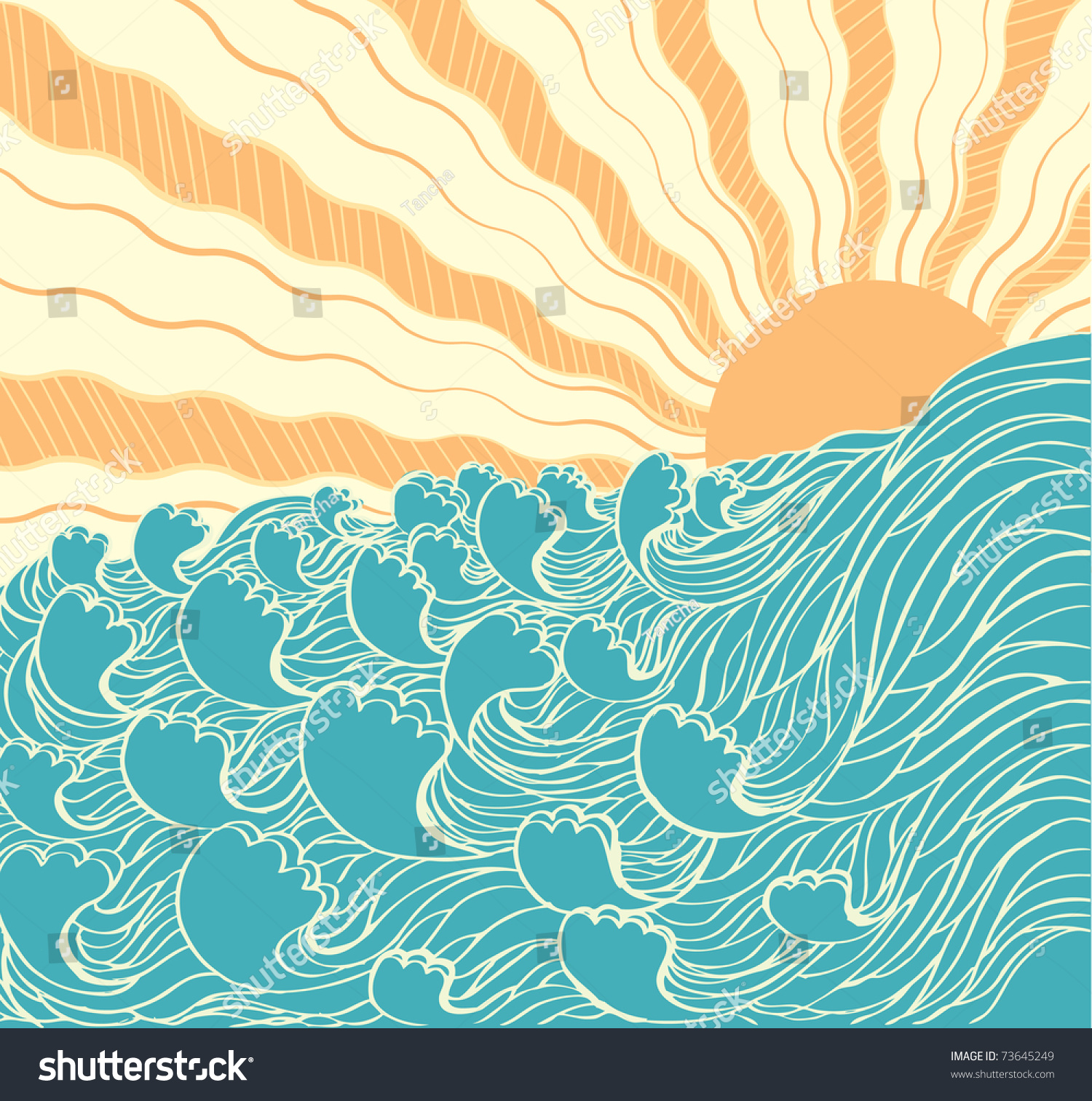 Abstract Sea Waves Vector Illustration Sea Stock Vector 73645249 ...