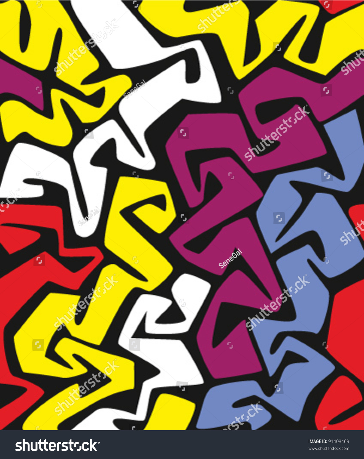 Abstract Seamless Colored Graffiti Pattern Stock Vector Illustration ...