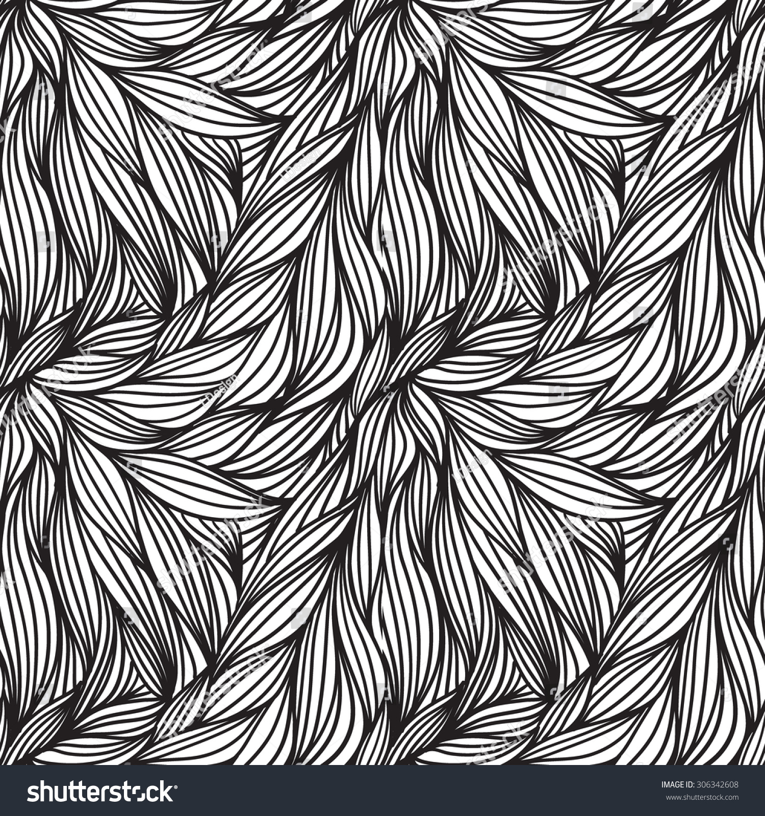 Abstract Seamless Doodle Black White Pattern Stock Vector