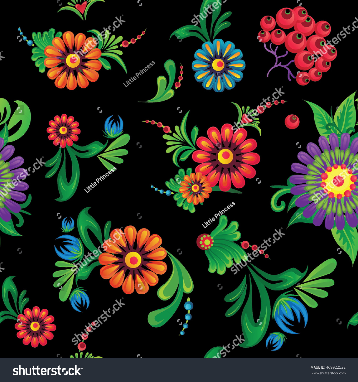 Abstract seamless flowers pattern for girl Ukrainian national wallpaper traditional motives Ethnic floral