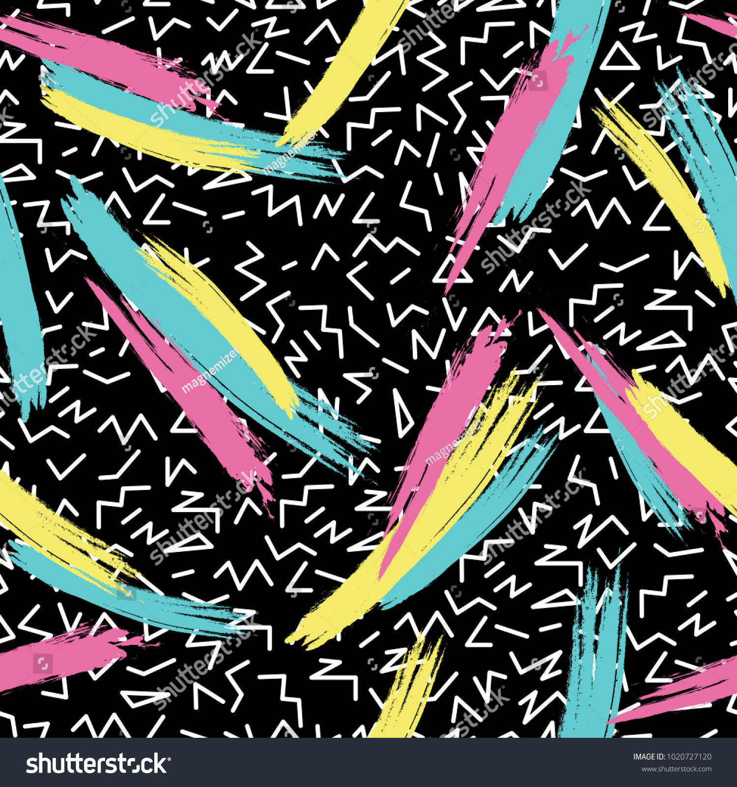 メンフィス式の抽象的なシームレスな手描きのブラシパターン のベクター画像素材 ロイヤリティフリー