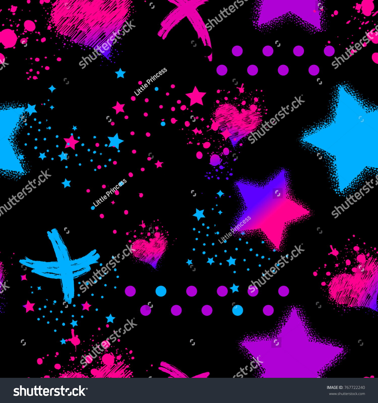 Abstract Seamless Magic Pattern On Black Stock Vector Royalty Free