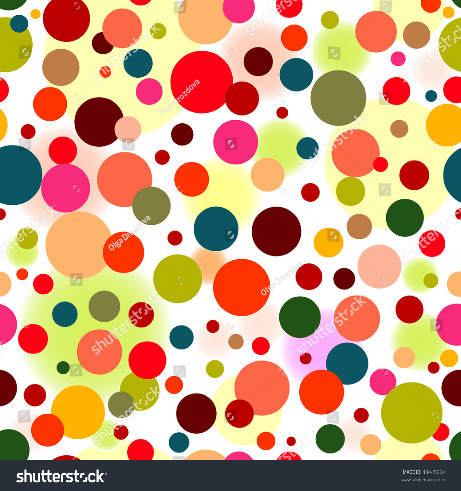 Abstract Seamless White Pattern With Colorful Balls (Vector) - 48445954 ...