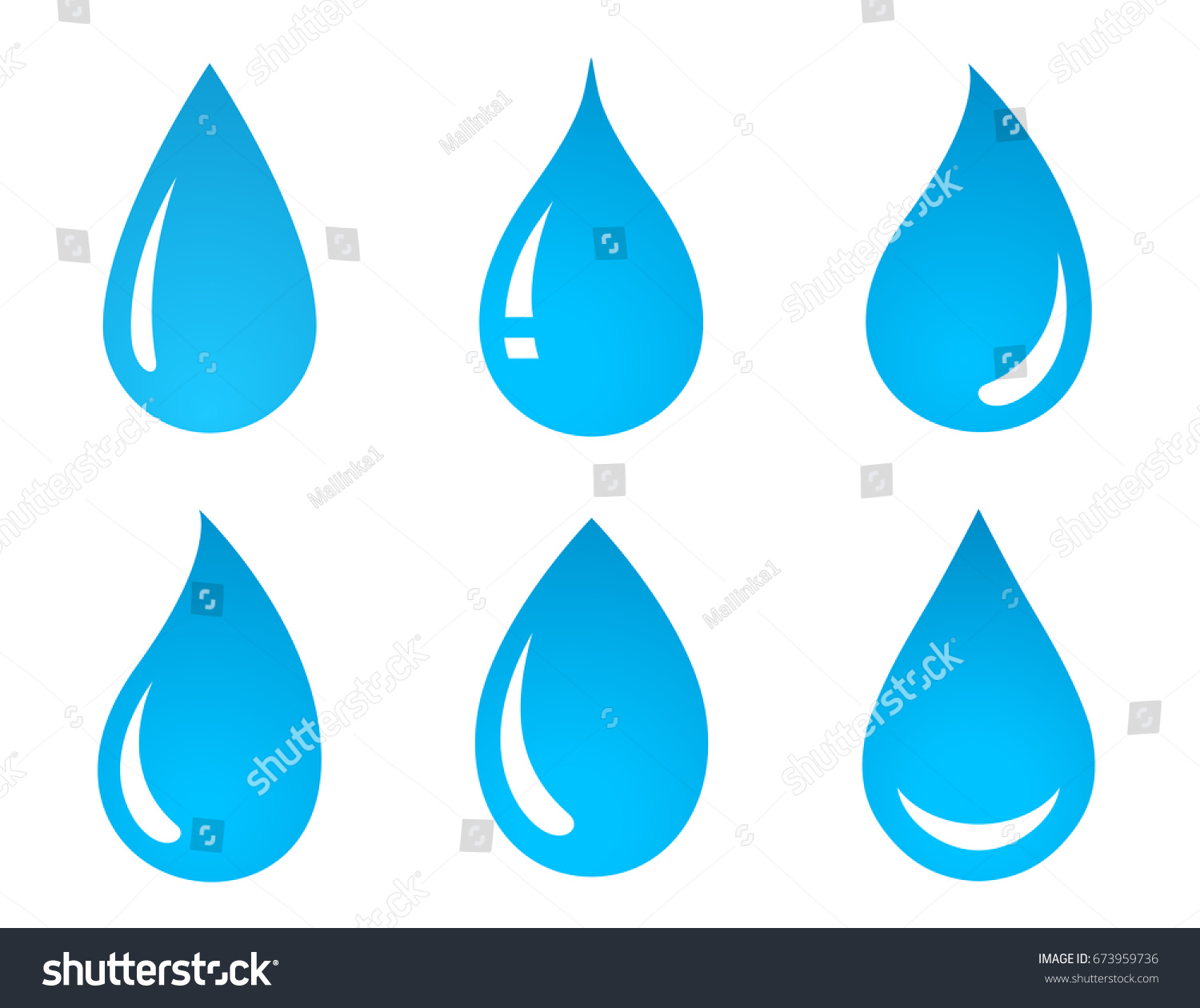 Abstract Set Blue Water Drop Icons Stock Vector (Royalty Free) 673959736