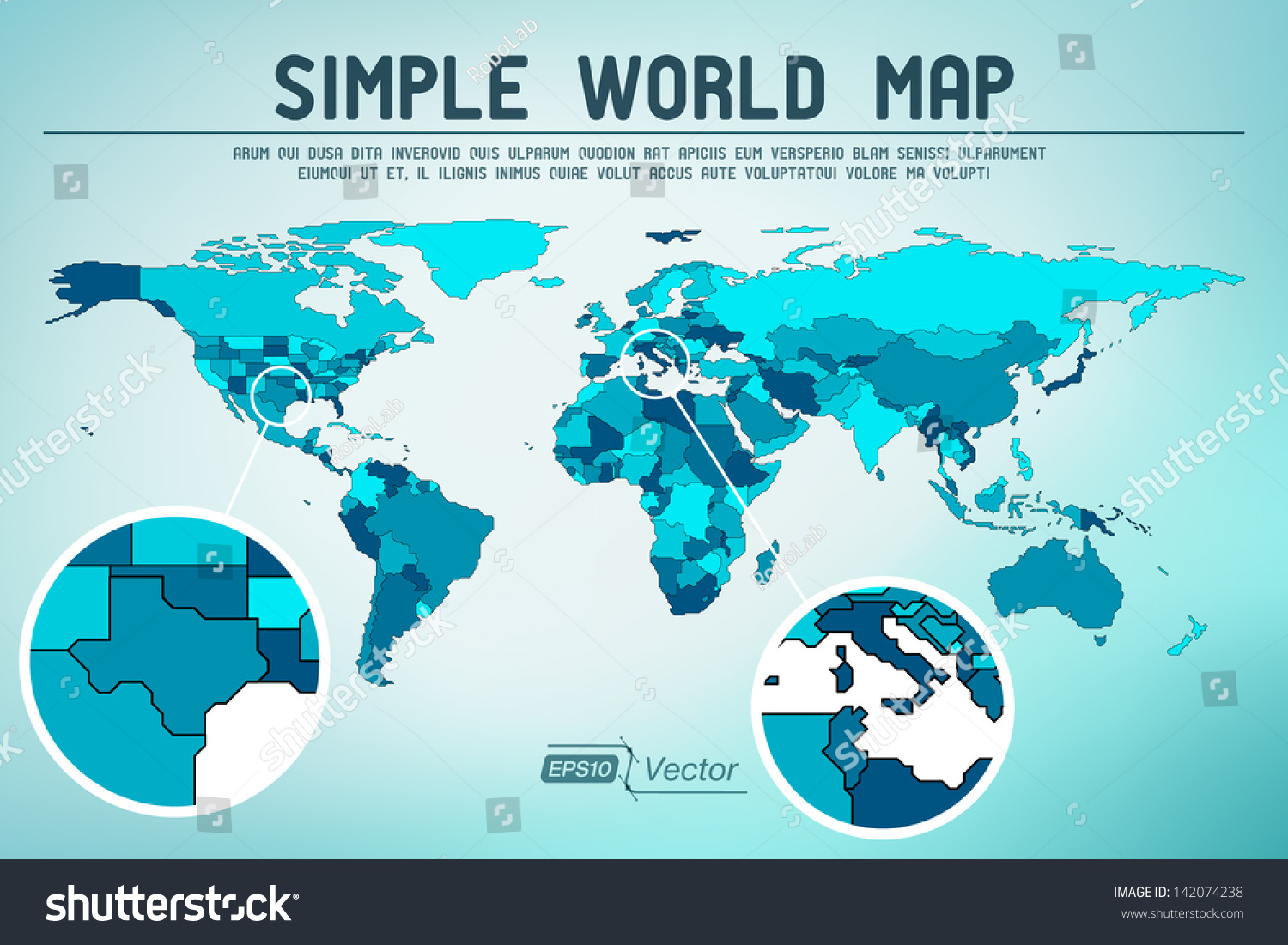 Abstract Simple World Map - Eps10 Vector Design - 142074238 : Shutterstock