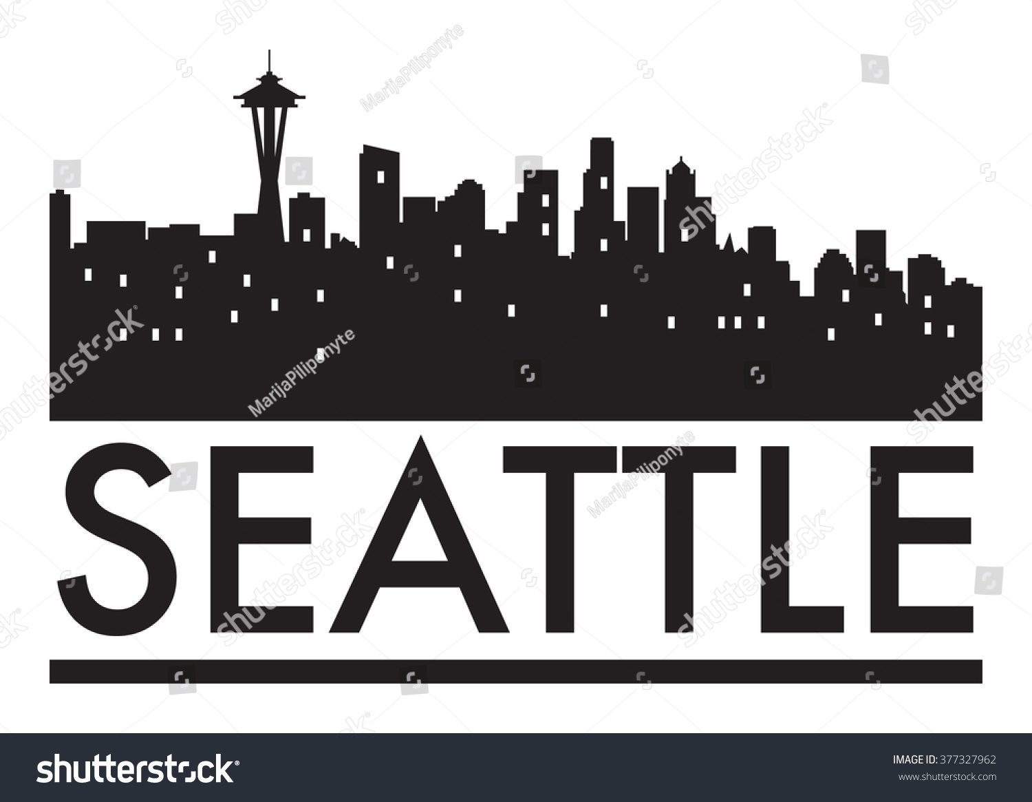 Abstract Skyline Seattle Various Landmarks Vector Stock Vector ...