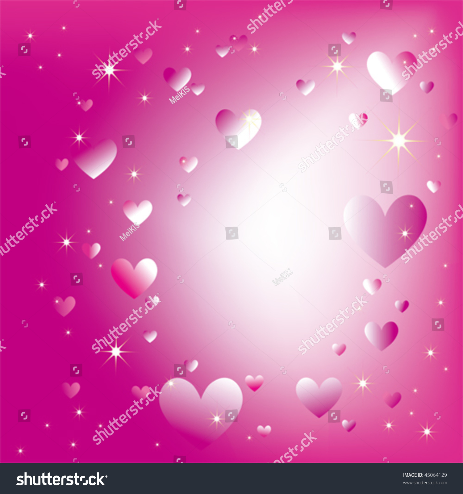 Abstract Sparkling Hearts Stars On Magenta Light Burst Background Stock ...