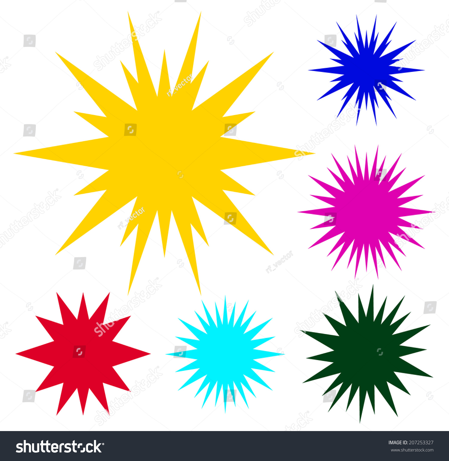 Abstract Spiky Shape Set Stock Vector Illustration 207253327 : Shutterstock