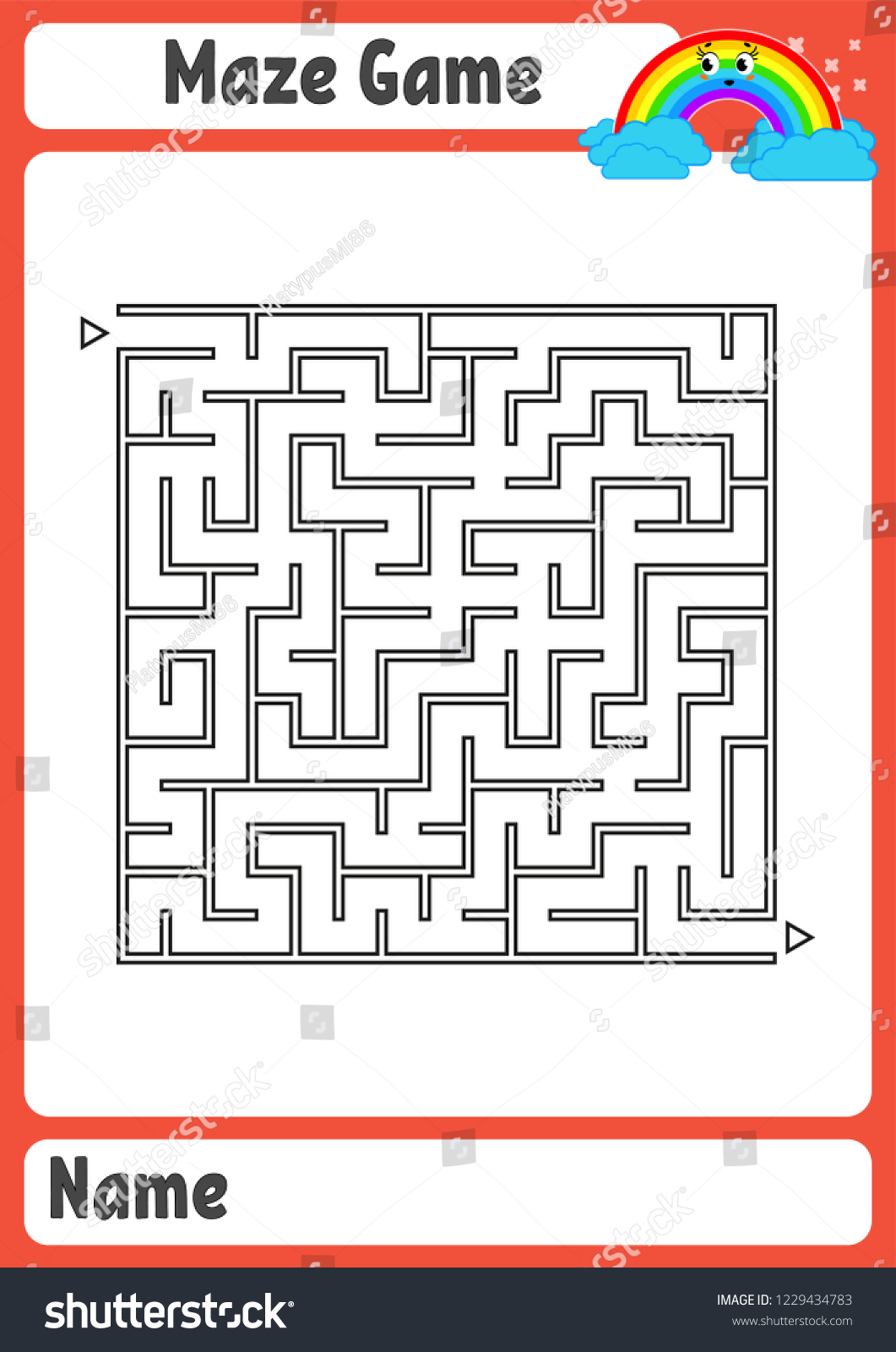 Abstract Square Maze Kids Worksheets Activity Stock Vector (Royalty ...