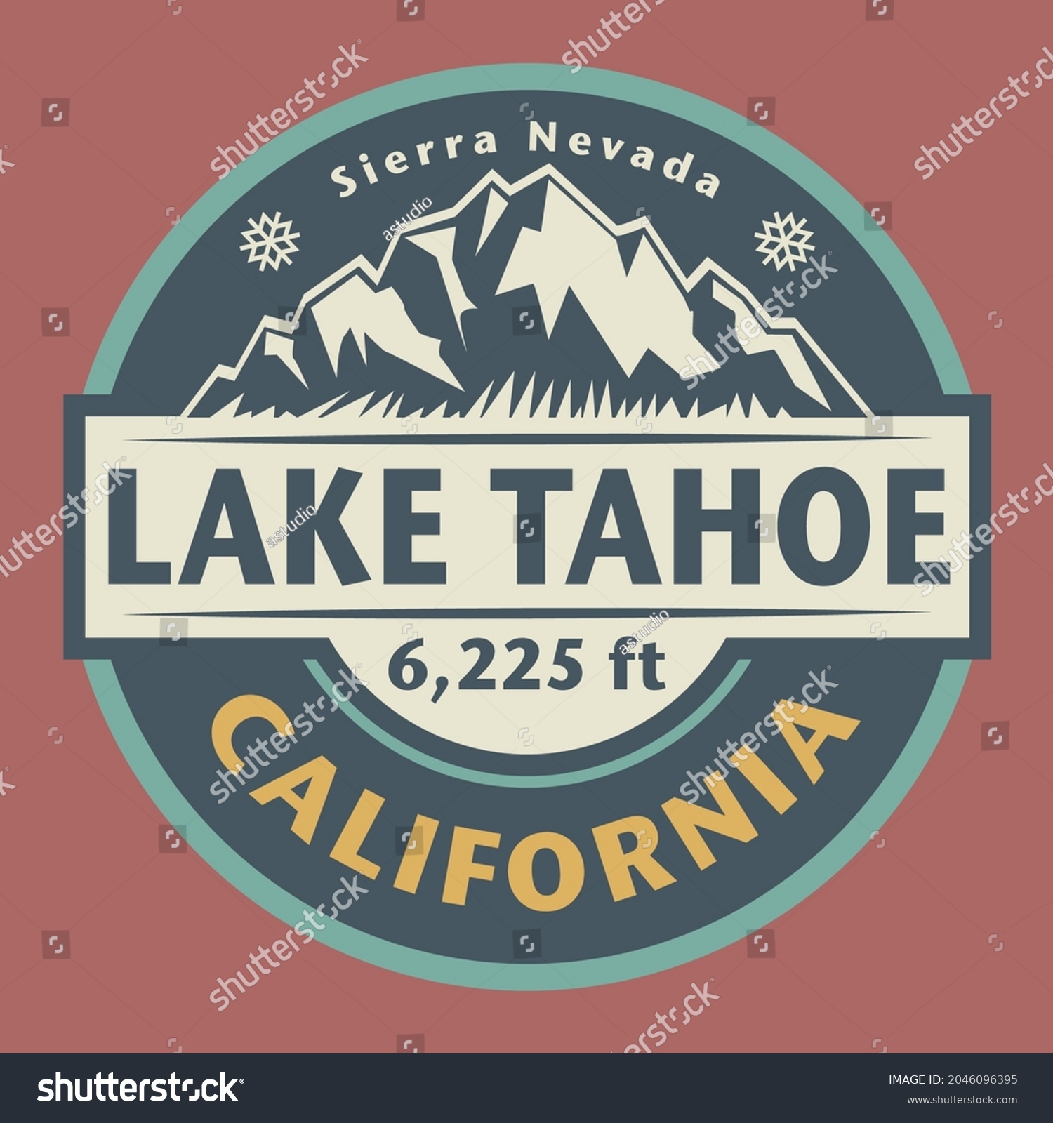 SVG of Abstract stamp or emblem with the name of Lake Tahoe, California, vector illustration svg
