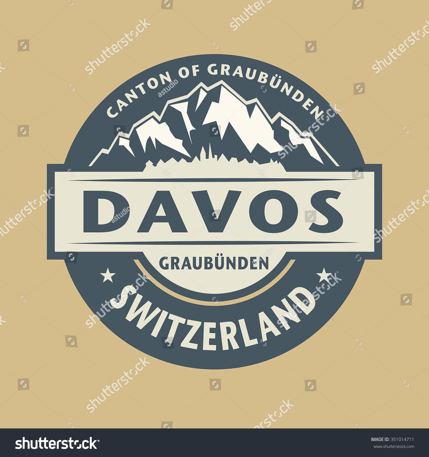 SVG of Abstract stamp with the name of town Davos in Switzerland, vector illustration svg