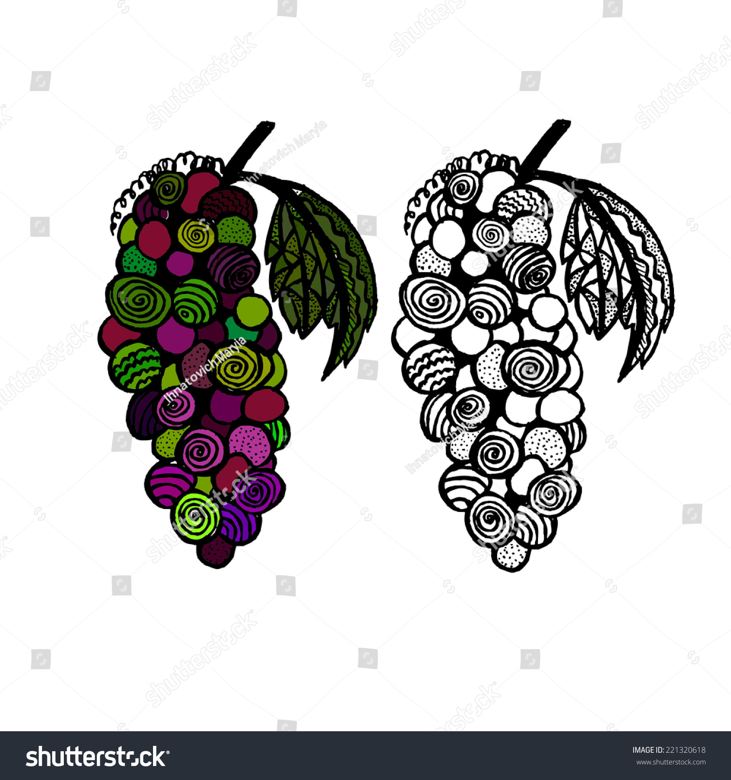 Abstract Stylized Grapes Vector Stock Vector 221320618 Shutterstock