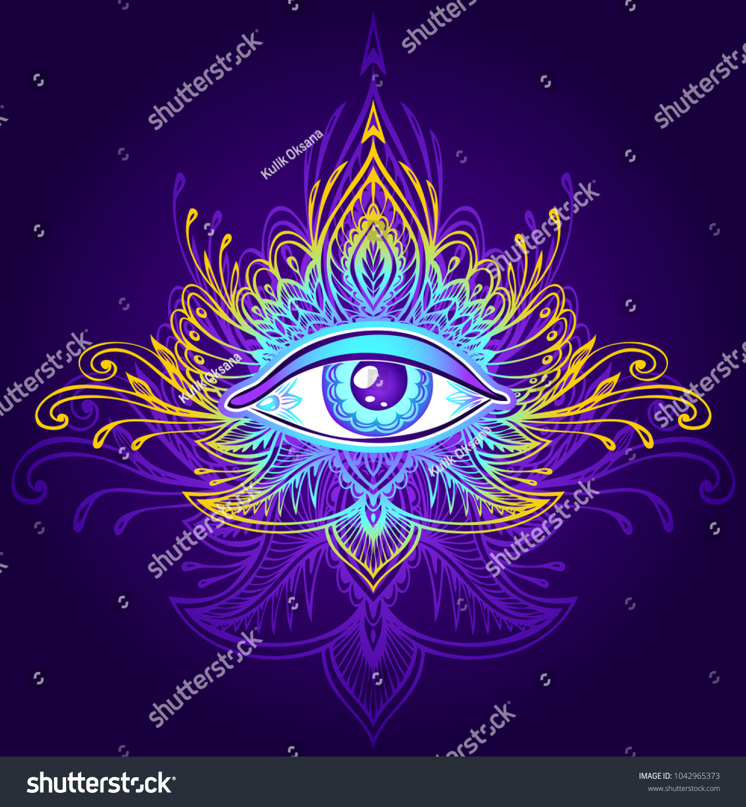 Abstract Symbol Allseeing Eye Boho Indian Stock Vector (Royalty Free ...