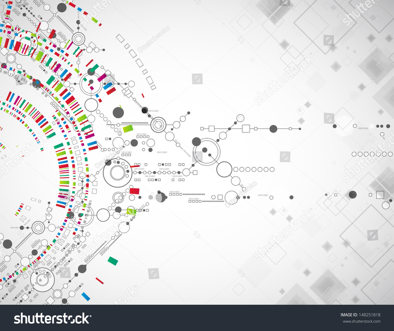 Abstract Technological Background With Various Technological Elements ...