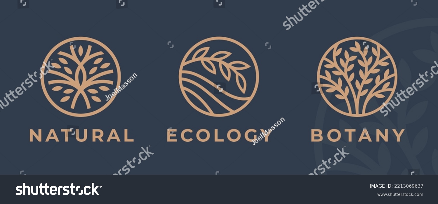 SVG of Abstract Tree of life logo icons set. Eco nature symbols. Tree branch with leaves signs. Natural plant design elements emblems. Vector illustration. svg