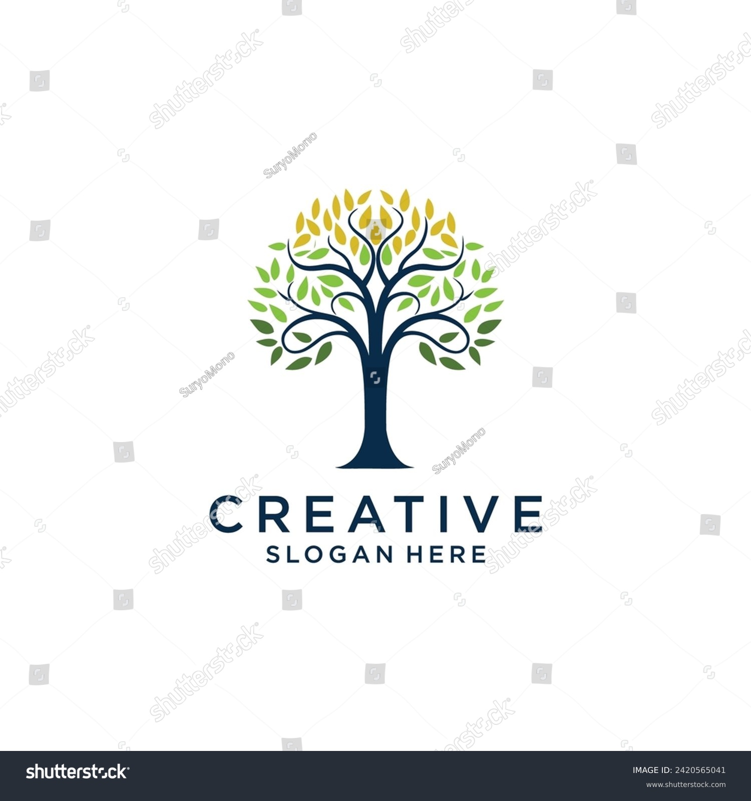 SVG of abstract Tree of Life logo. Organic nature symbol. Tree branch with leaf sign. Natural plant design element emblem. Vector illustration. svg