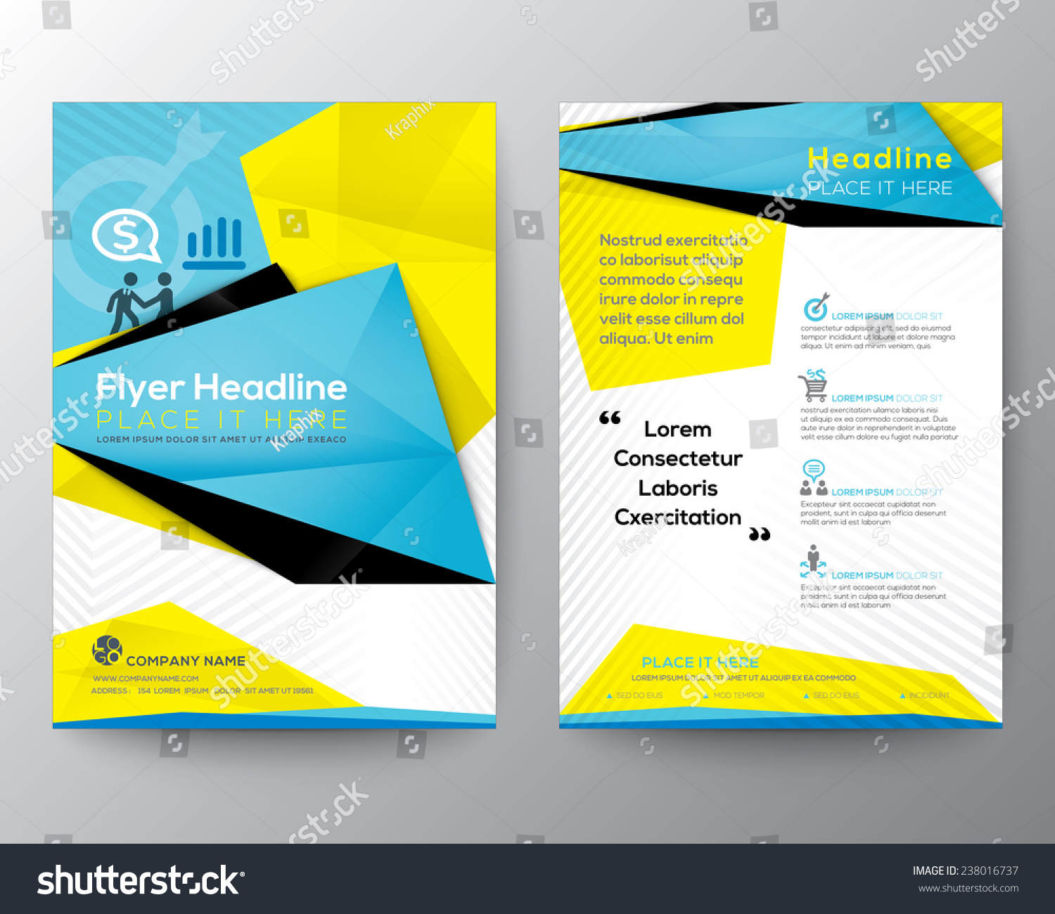 Abstract Triangle Geometric Brochure Flyer Design Stock Vector 238016737 Shutterstock Geometric Design Templates