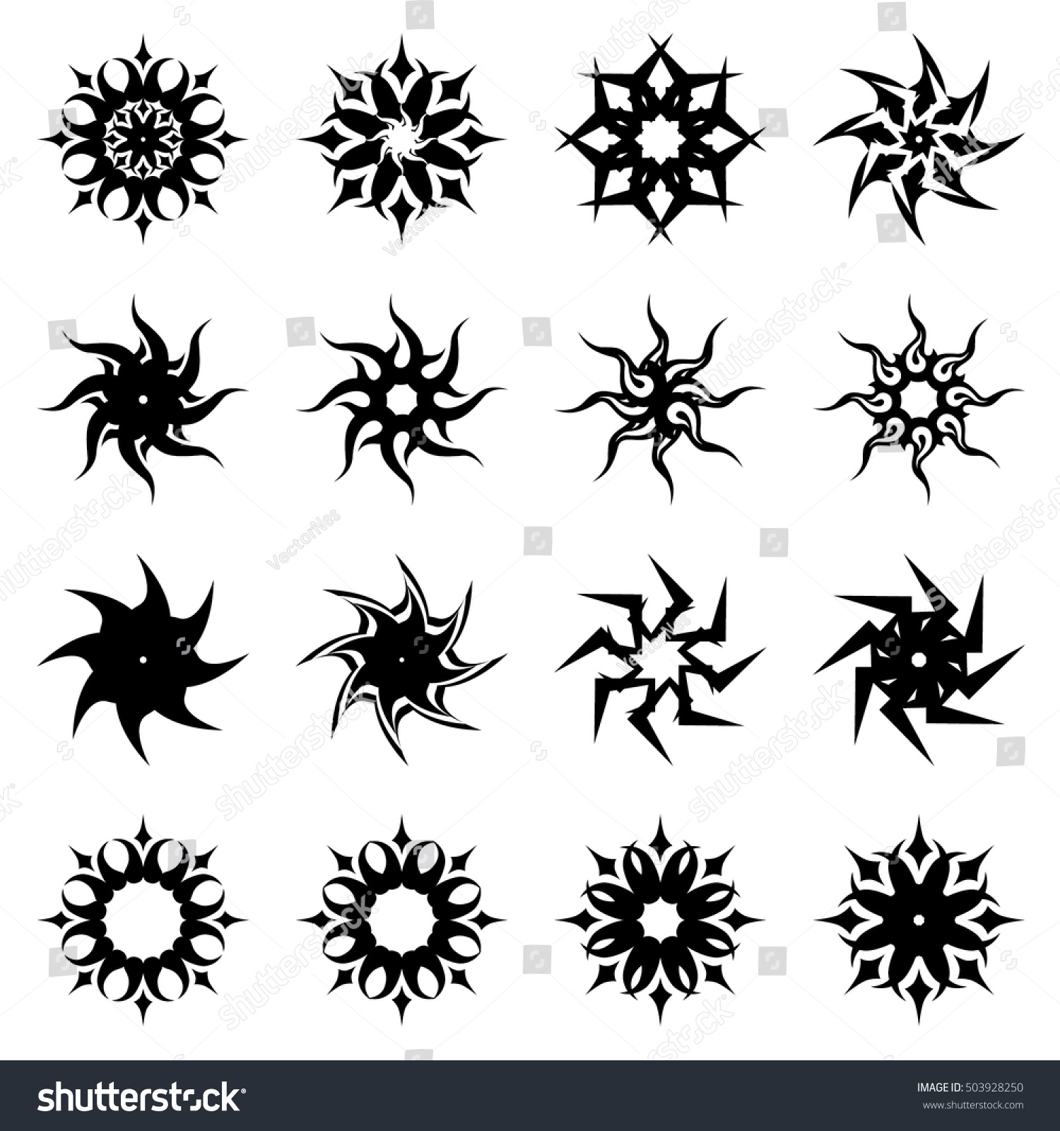 Abstract Tribal Sun Tattoos Stock Vector (Royalty Free) 503928250 ...