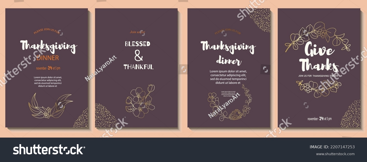 SVG of Abstract universal templates with hand drawn golden line drawings of flowering half wreaths, semicircle of orchid, protea, eucalyptus, apple tree, for brochure, advertising, thanksgiving, wedding day. svg