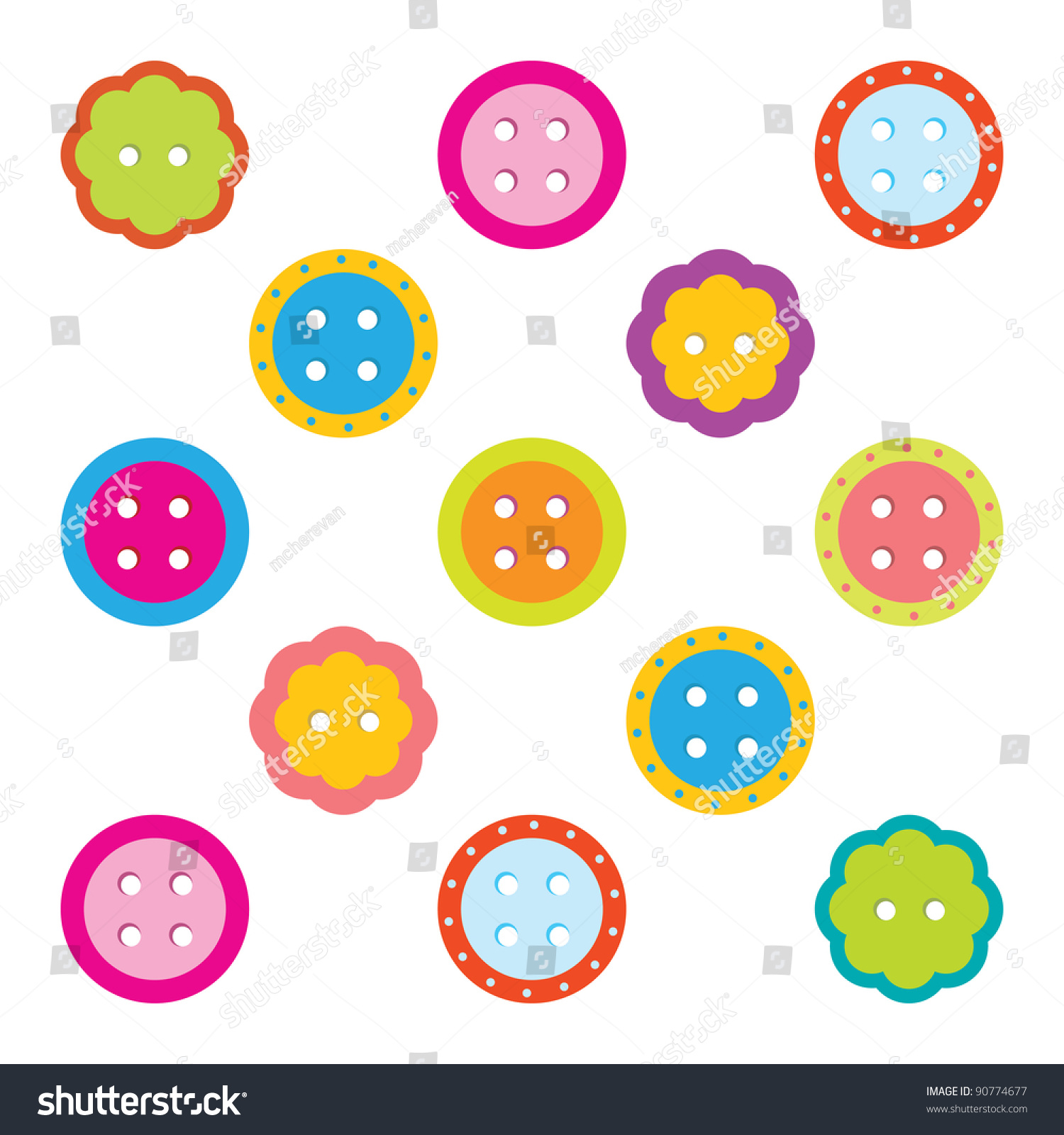 Abstract Vector Background Cute Buttons Stock Vector 90774677 ...