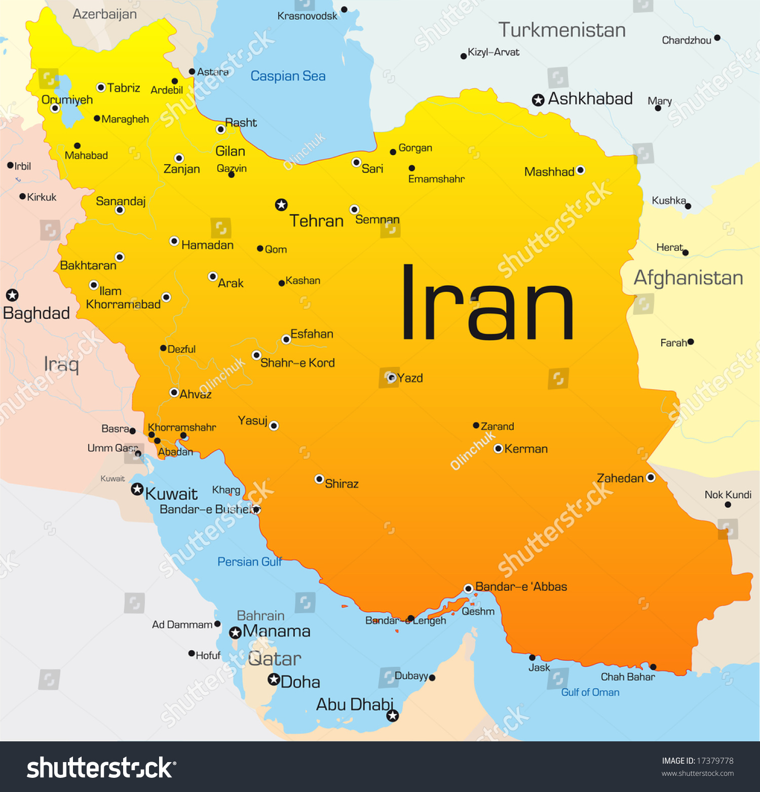Abstract Vector Color Map Of Iran Country - 17379778 : Shutterstock
