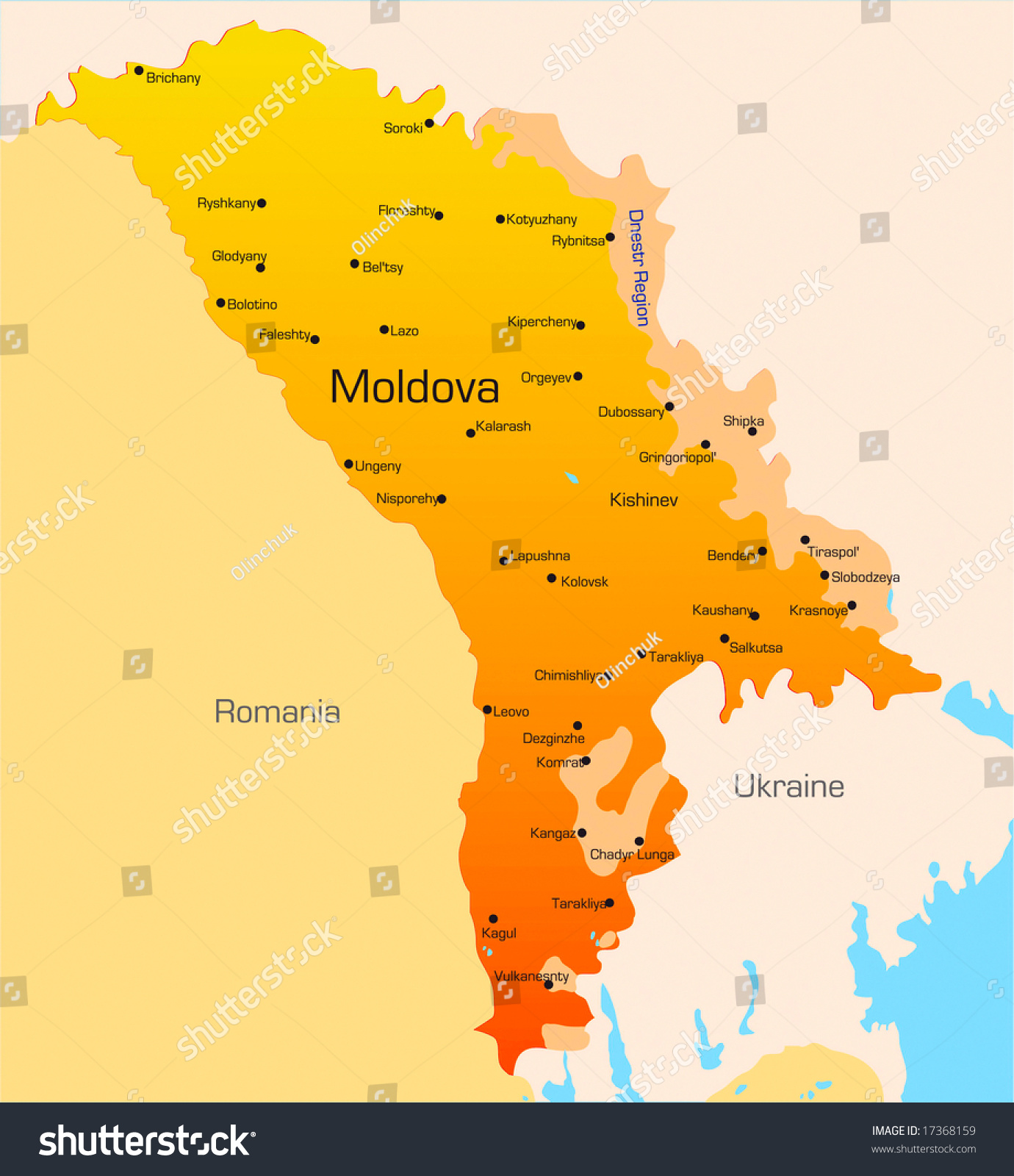 Abstract Vector Color Map Of Moldova Country - 17368159 : Shutterstock