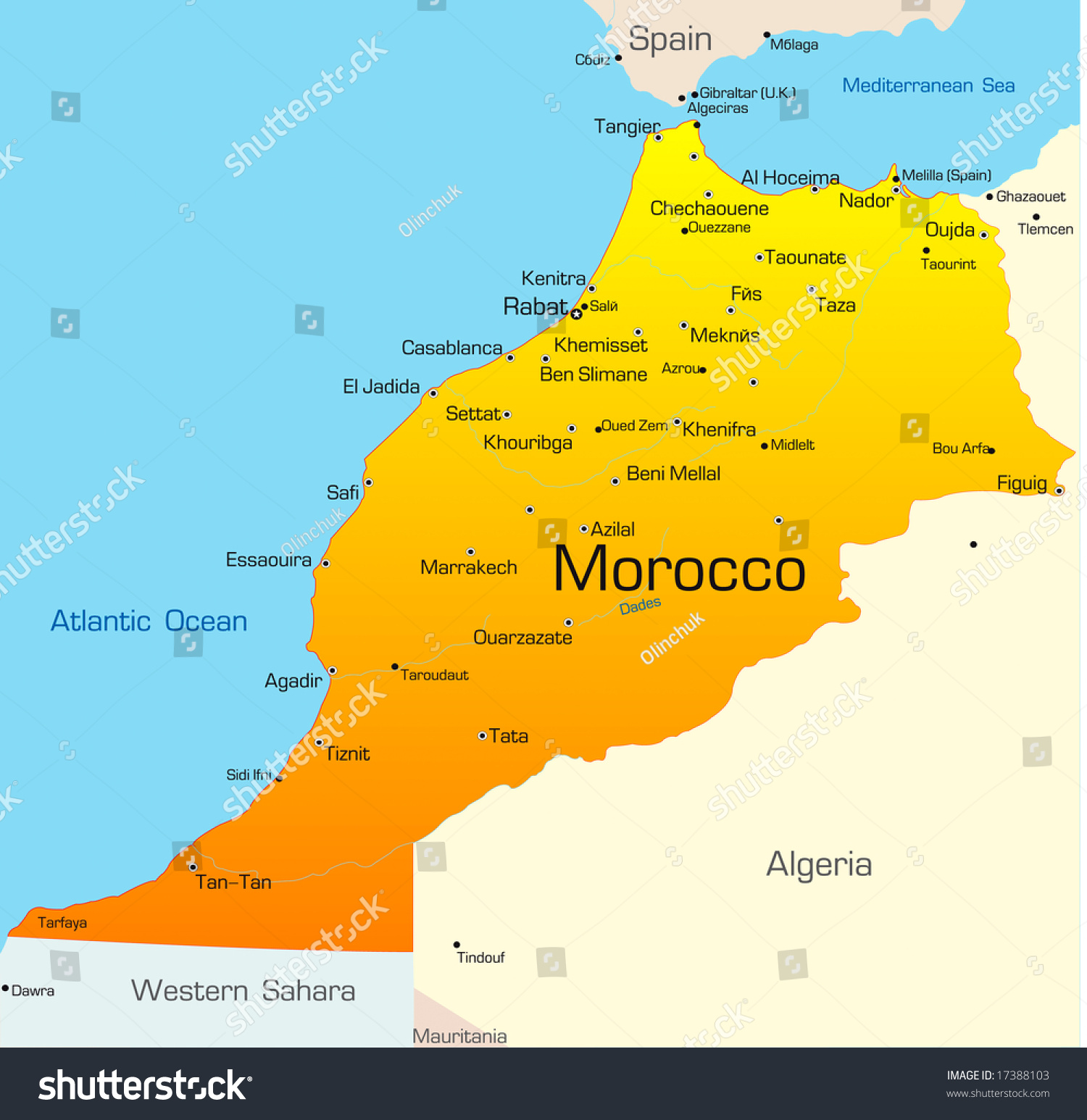 Abstract Vector Color Map Of Morocco Country - 17388103 : Shutterstock