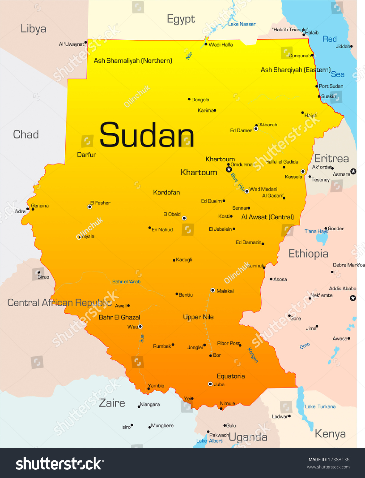 Abstract Vector Color Map Of Sudan Country - 17388136 : Shutterstock