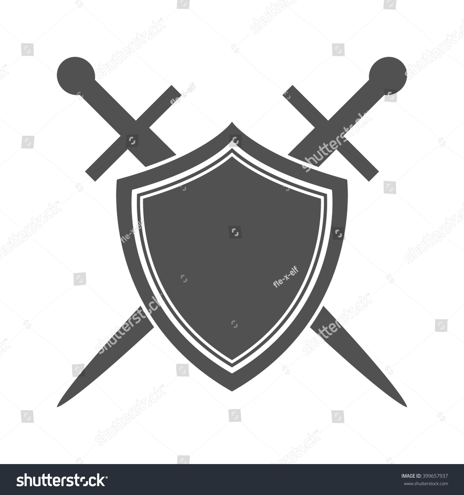 Abstract Vector Icon - Shield And Sword - 399657937 : Shutterstock