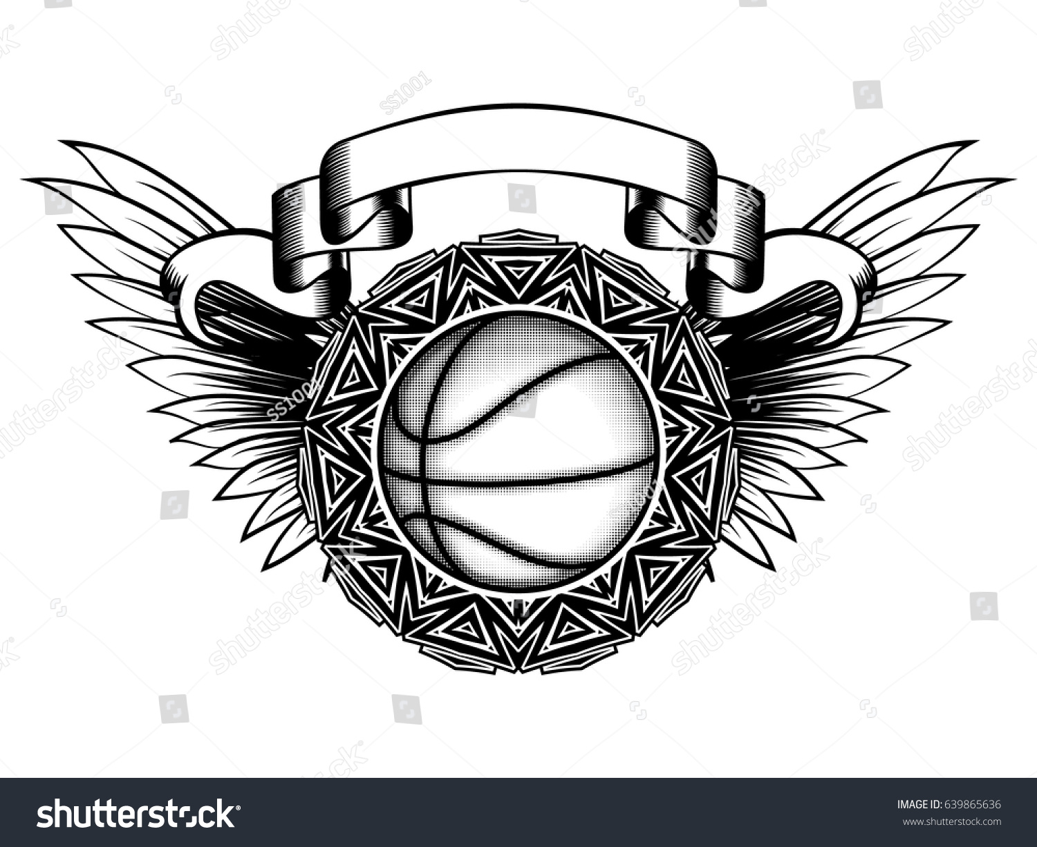 Abstract Vector Illustration Black White Basketball Stock Vector Royalty Free