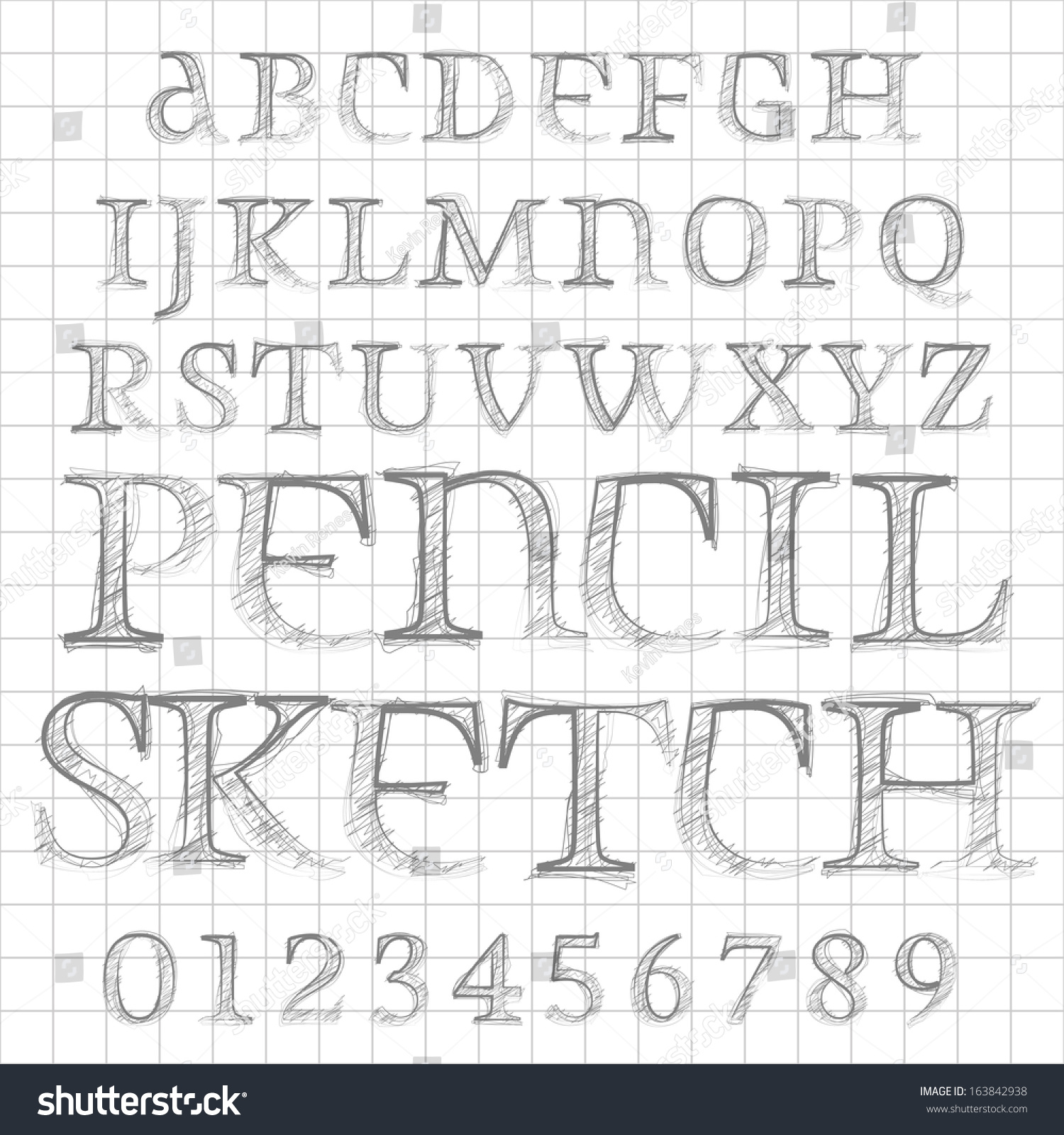 Abstract Vector Illustration Of A Pencil Sketched Font - 163842938 ...