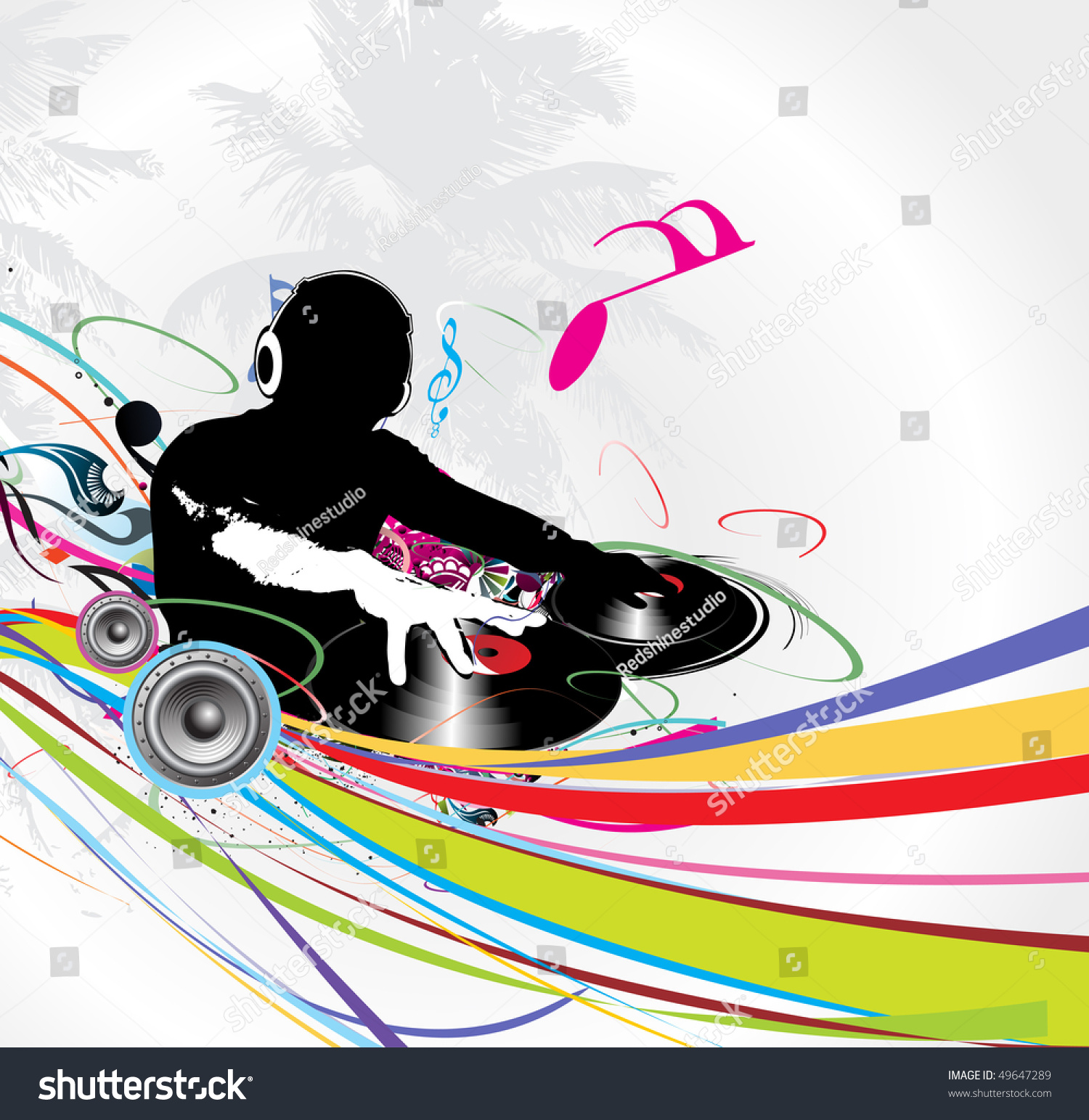 Abstract Vector Illustration Dj Man Playing Stock Vector (Royalty Free ...