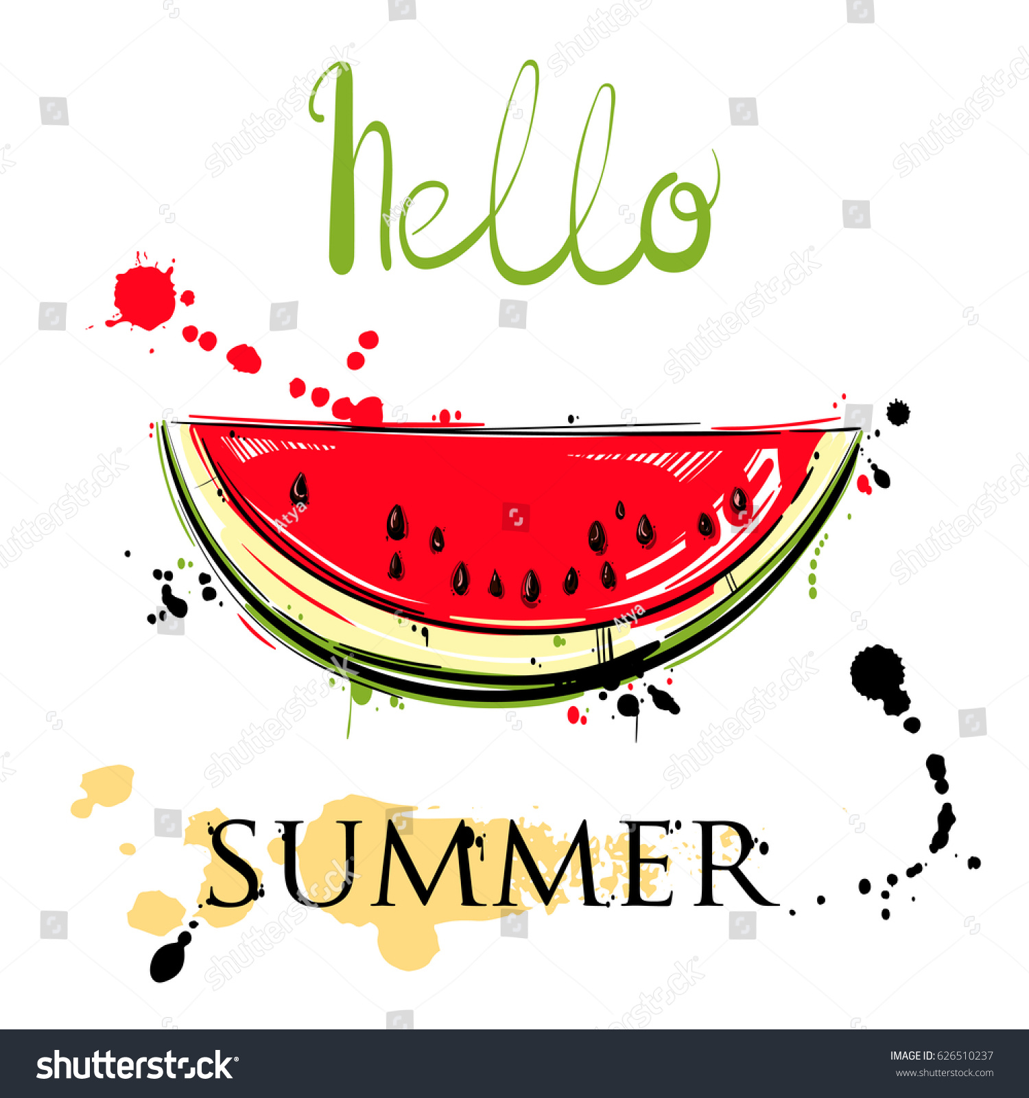 Abstract Vector Illustration Watermelon Slices Hello Stock Vector ...