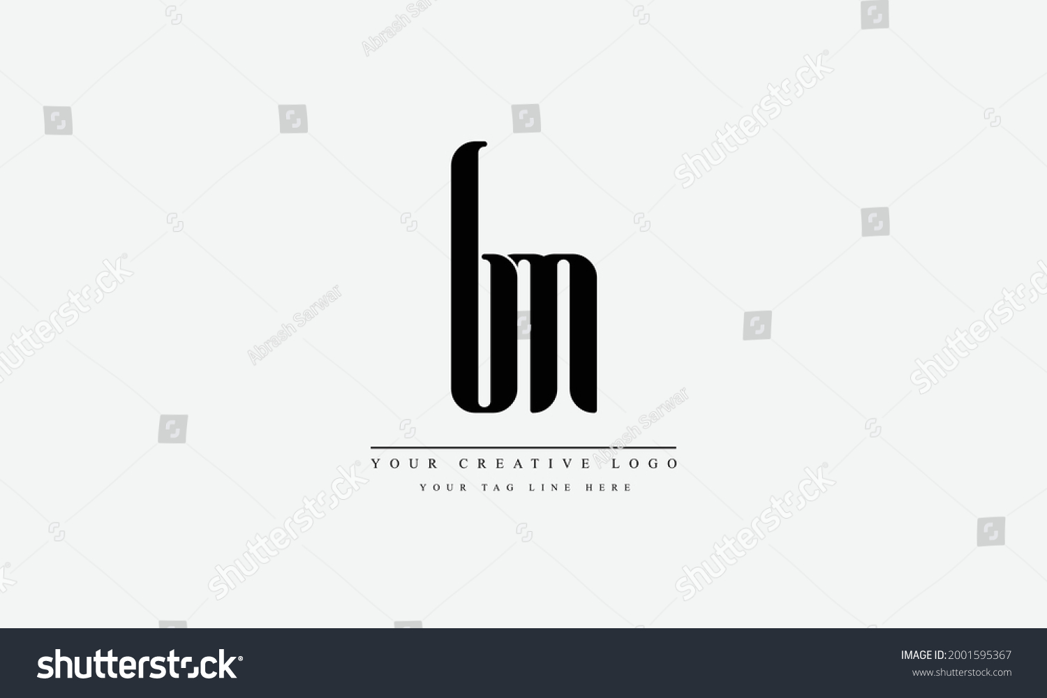 Abstract Vector Logo Monogram Template Bm Stock Vector (Royalty Free ...