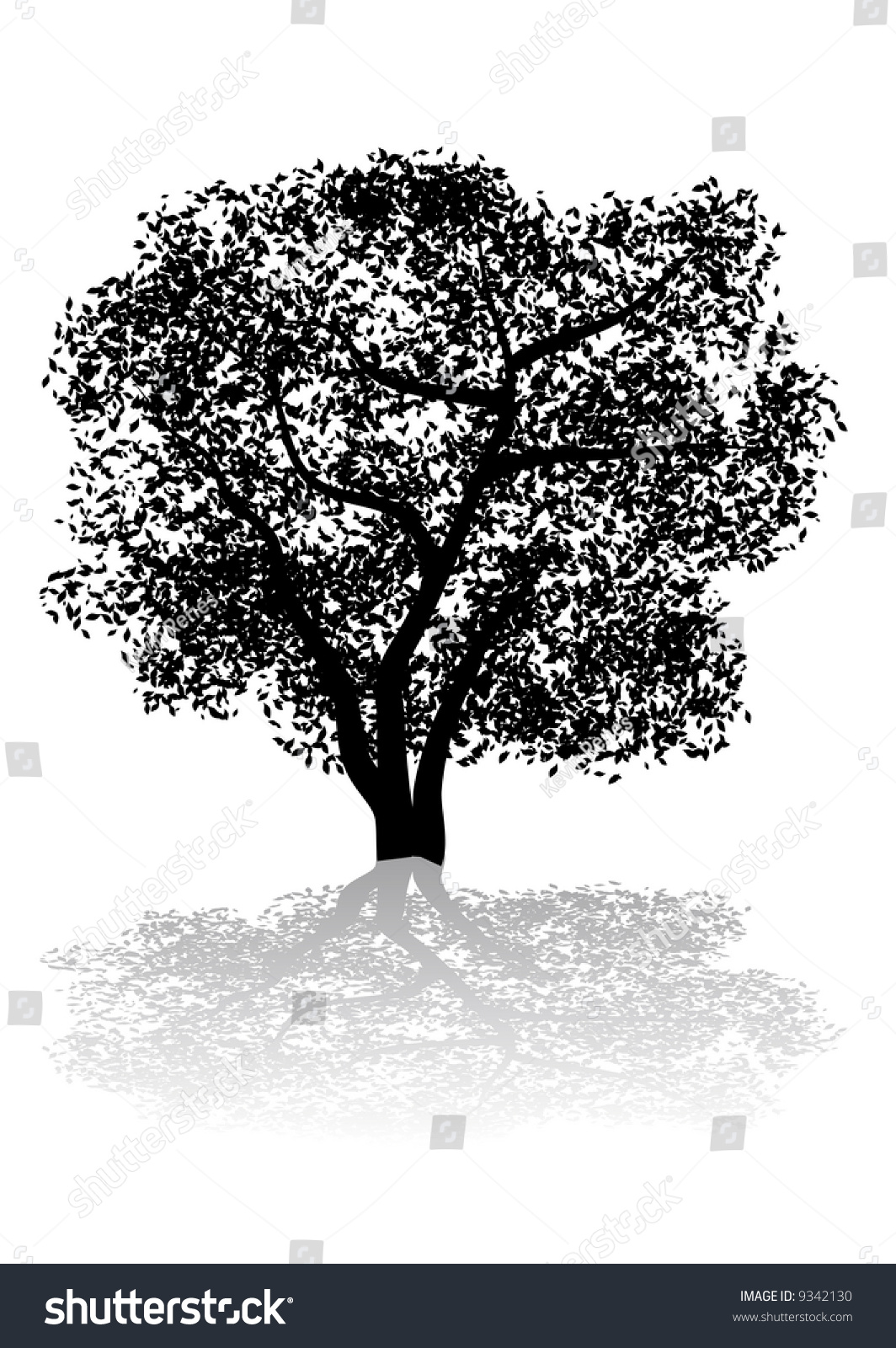 Abstract Vector Silhouette Illustration Tree Shadow Stock Vector