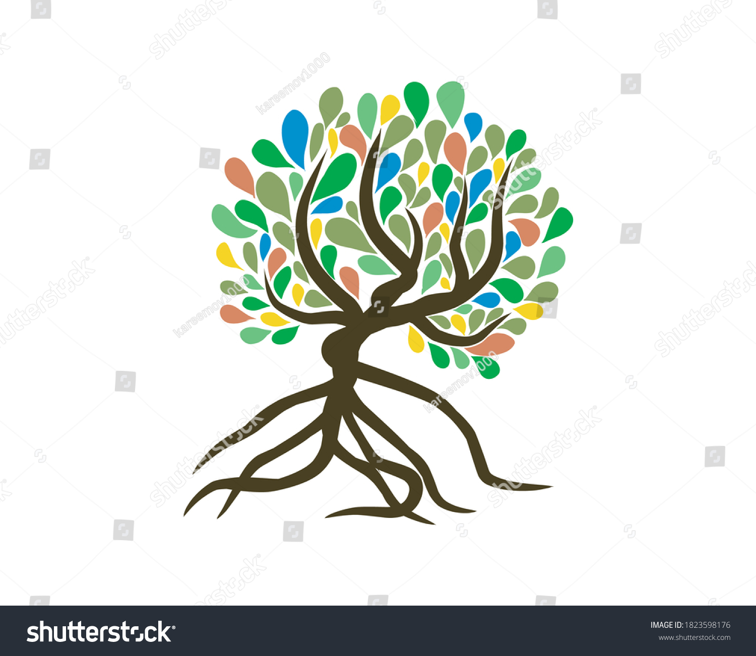 Abstract Vibrant Rainbow Tree Logo Design Stock Vector (Royalty Free ...